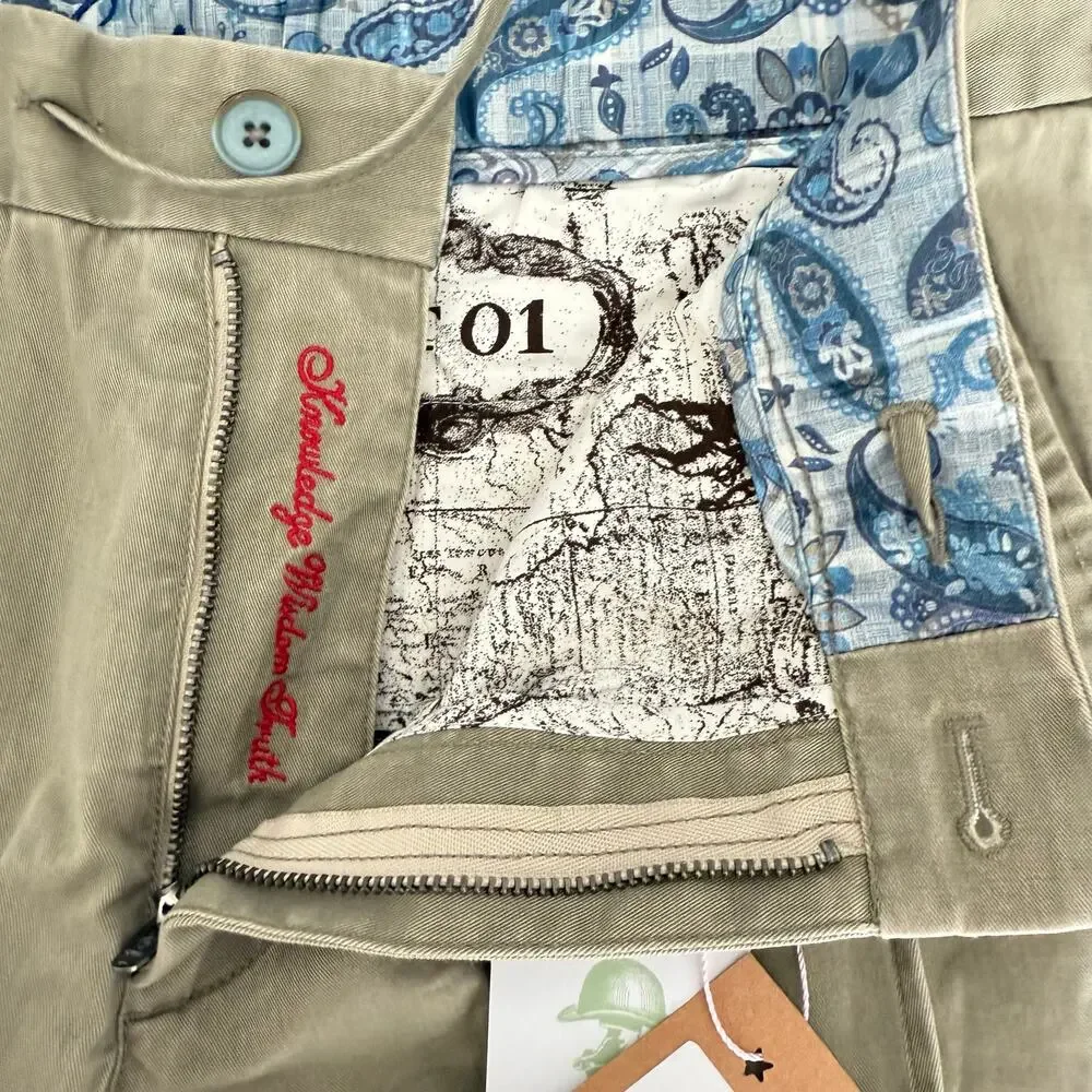 Robert Graham Men's Casual Pants SHECKTER Woven Cotton Twill; Khaki Tan 32